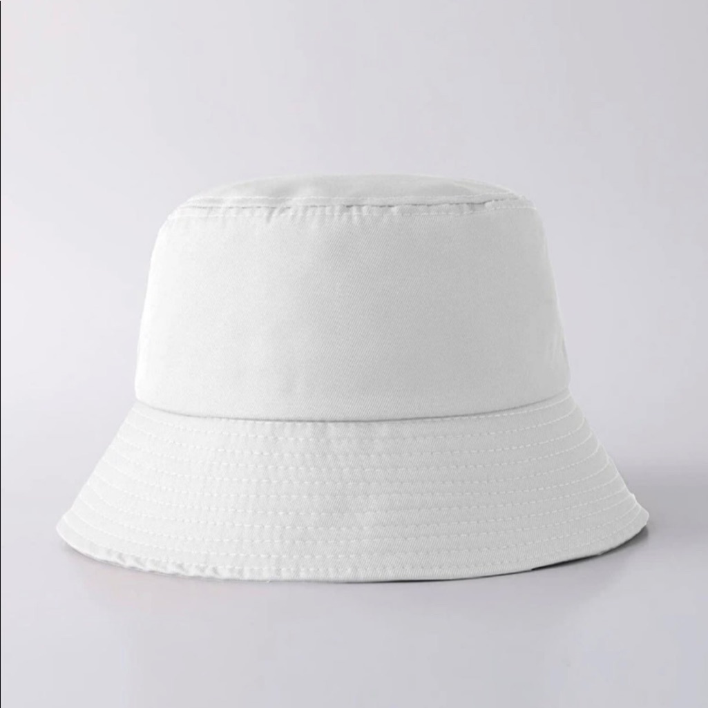 White Solid Bucket Hat